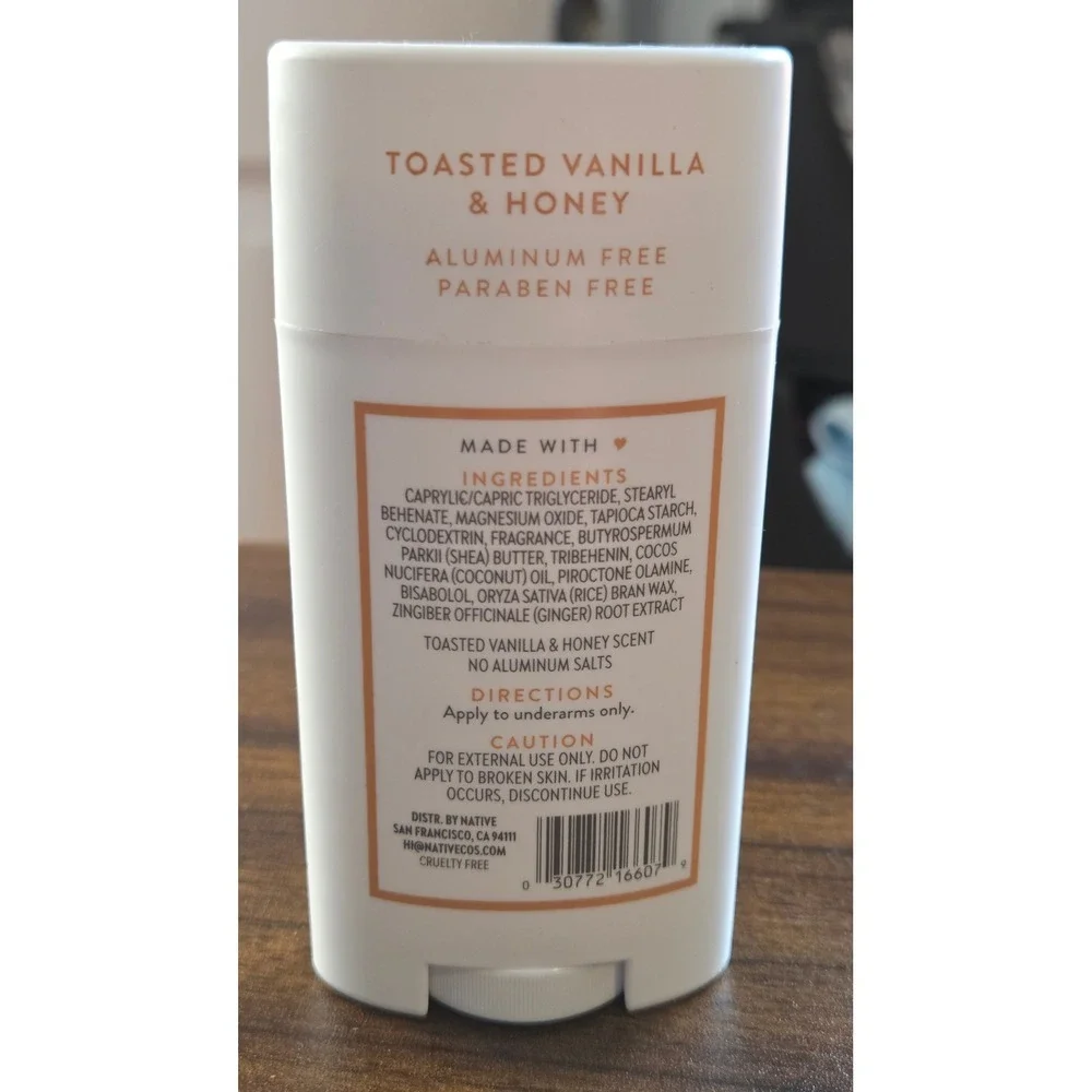 Native Toasted Vanilla & Honey Deodorant Aluminum Free 2.65 oz Stick